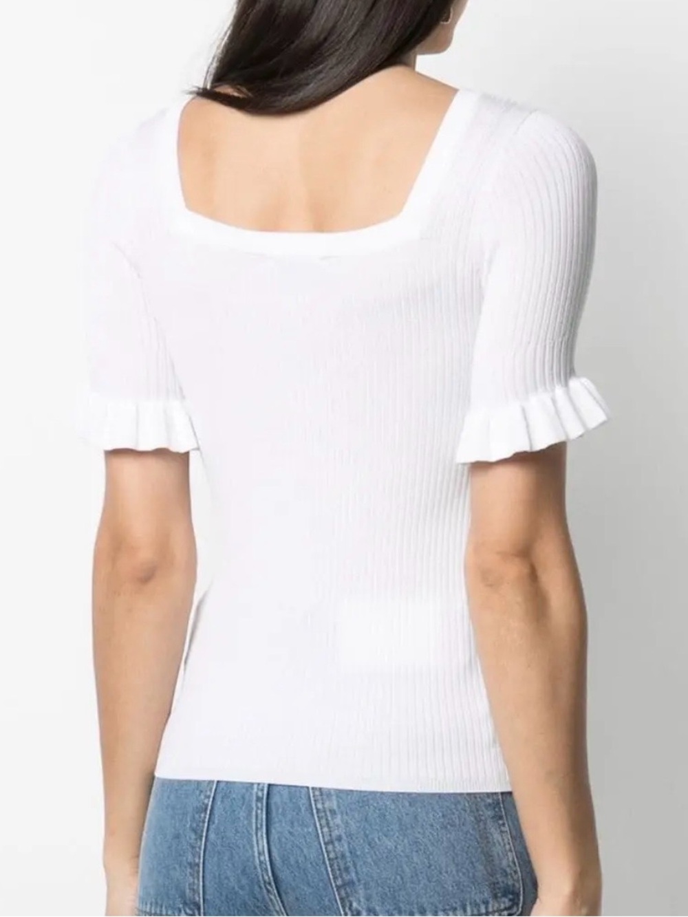 SANDRO ribbed square neck top Small - Picture 3 of 7